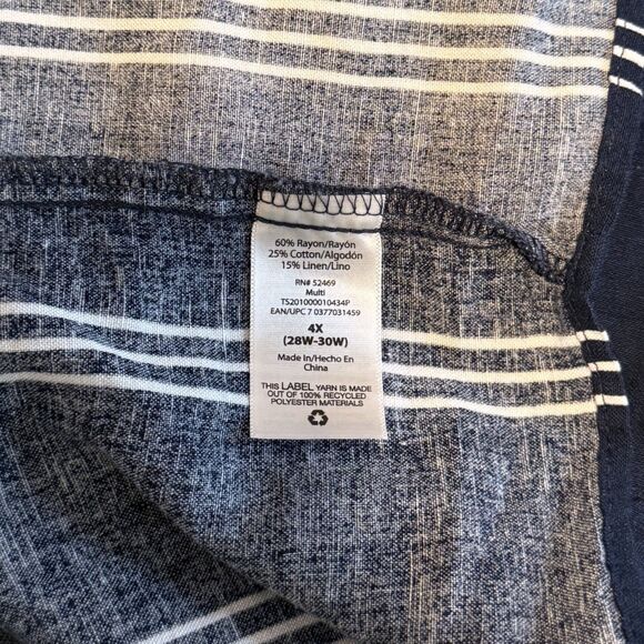 Terra & Sky Off the Shoulder Midi Dress Button Down Smocked Size 4X / 28W-30W - Picture 10 of 10